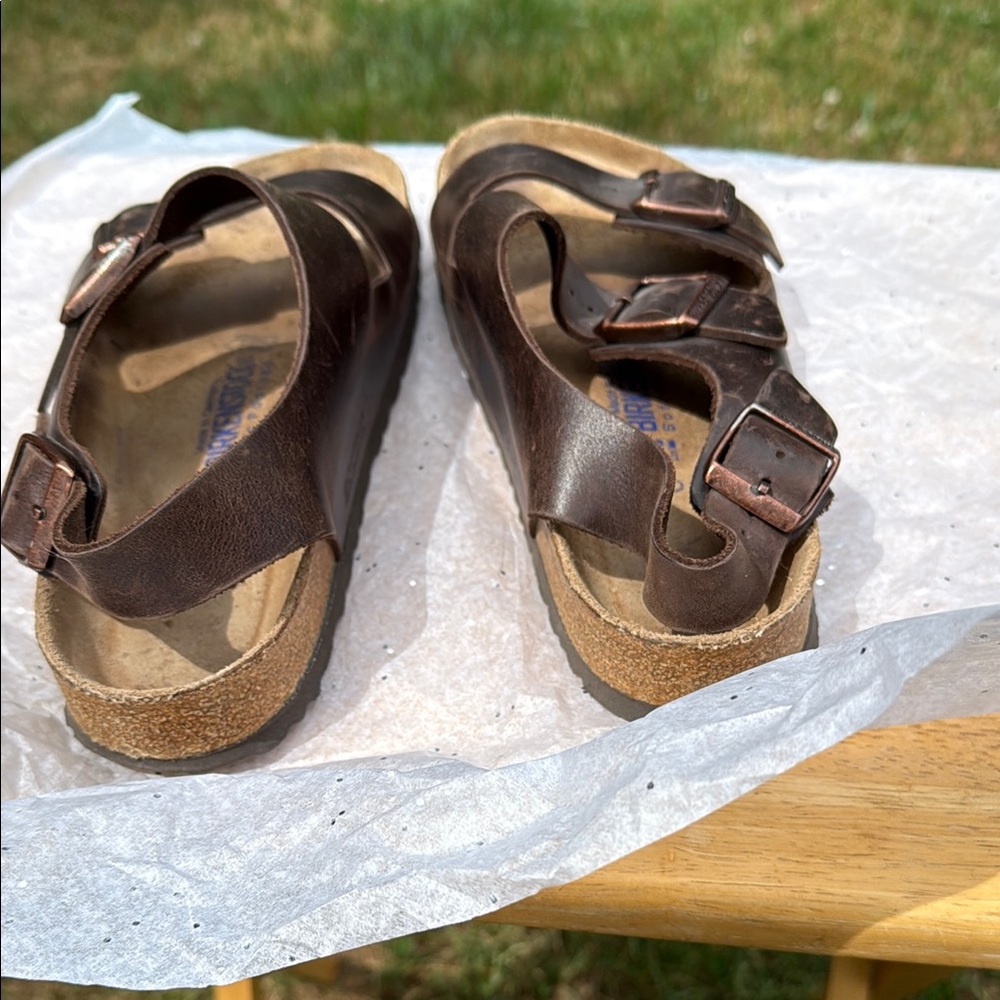 Birkenstock size 42 Milano Brown Leather Sandal with Back Strap - Picture 5 of 10